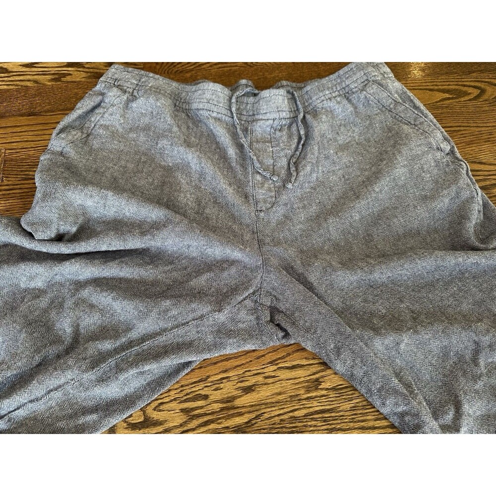 Old Navy Pull On Waist Blue Denim Linen Blend Super Wide Leg Pants Size XL Boho - Picture 6 of 7